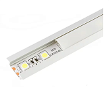 Алюминиевый врезной профиль 22x6 мм, L=2 м с матовым экраном, с заглушками, без крепежа, серебристый (LR37-M)