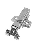 Петля четырехшарнирная для дверей с алюминиевым профилем, полунакладная, с доводчиком, с ответной планкой H=0 под евровинт, угол открывания 105°, Clip-On (HAS(B)090B/105/100)
