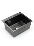 Мойка кухонная прямоугольная, размер 500x450 мм, в комплекте с арматурой, черная брашированная сталь (SP(Pr)5045/BL)